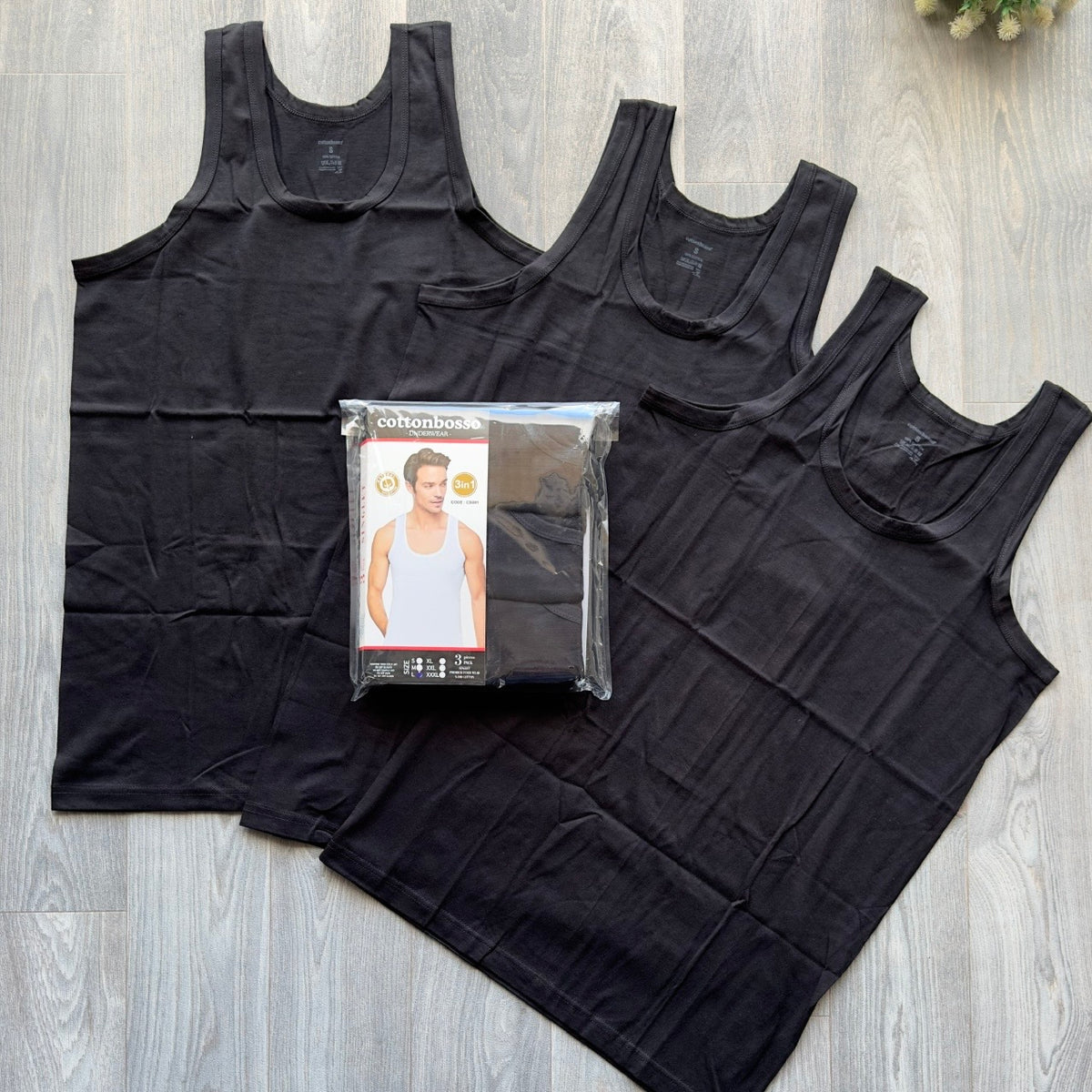 Men's Black Undershirt Vest Pack 3 in 1 Set  from Fireqasi