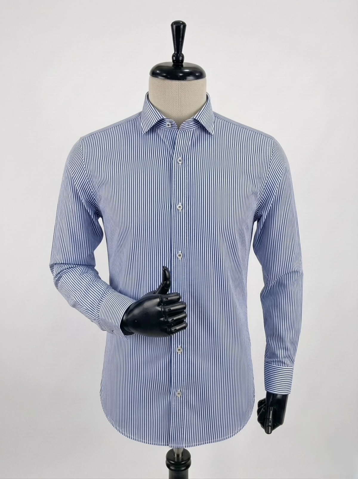 Men's Blue Pin Striped Slim Fit Longsleeve Formal Shirt Fireqasi