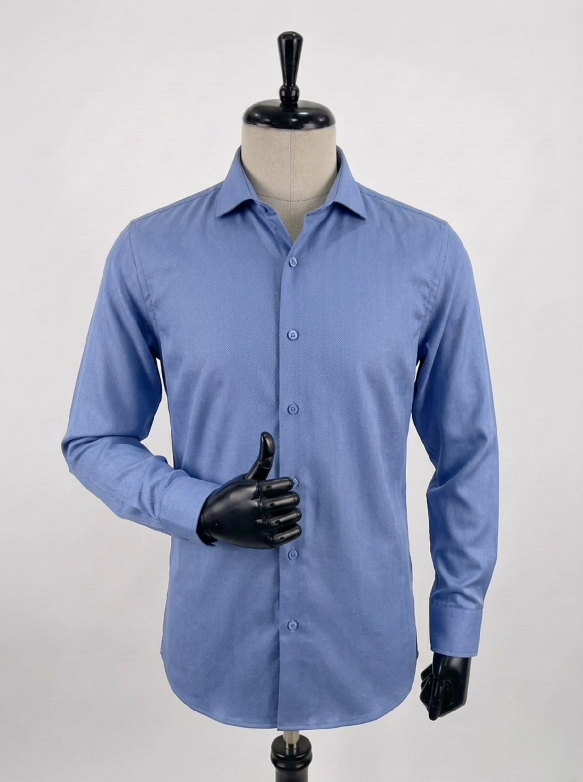 Men's Blue Plain Non-Iron Longsleeve Formal Shirt Fireqasi