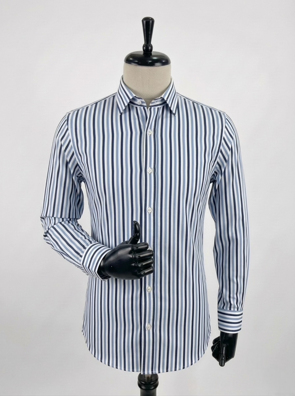 Men's Blue White Striped Slim Fit Longsleeve Formal Shirt Fireqasi