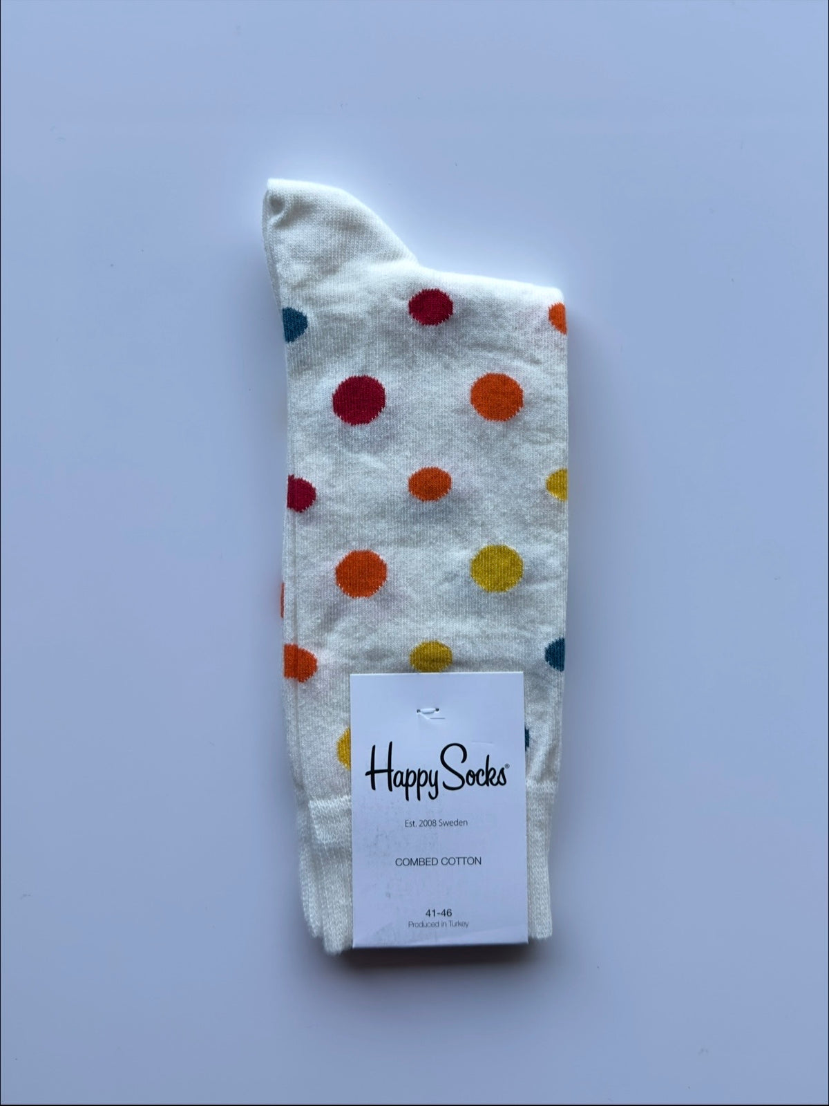 Men's Happy Sock Combed Cotton From Fireqasi White sock with colorful polka dots 