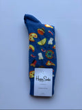 Men's Happy Sock Combed Cotton From Fireqasi blue sock with colorful prints
