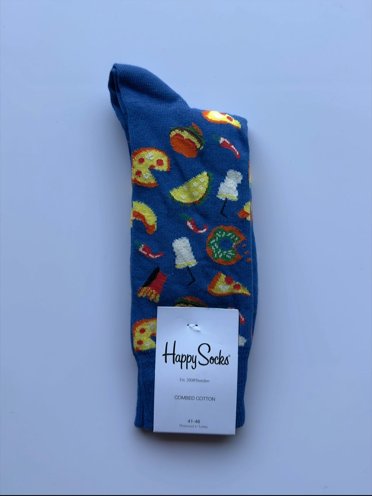 Men's Happy Sock Combed Cotton From Fireqasi blue sock with colorful prints
