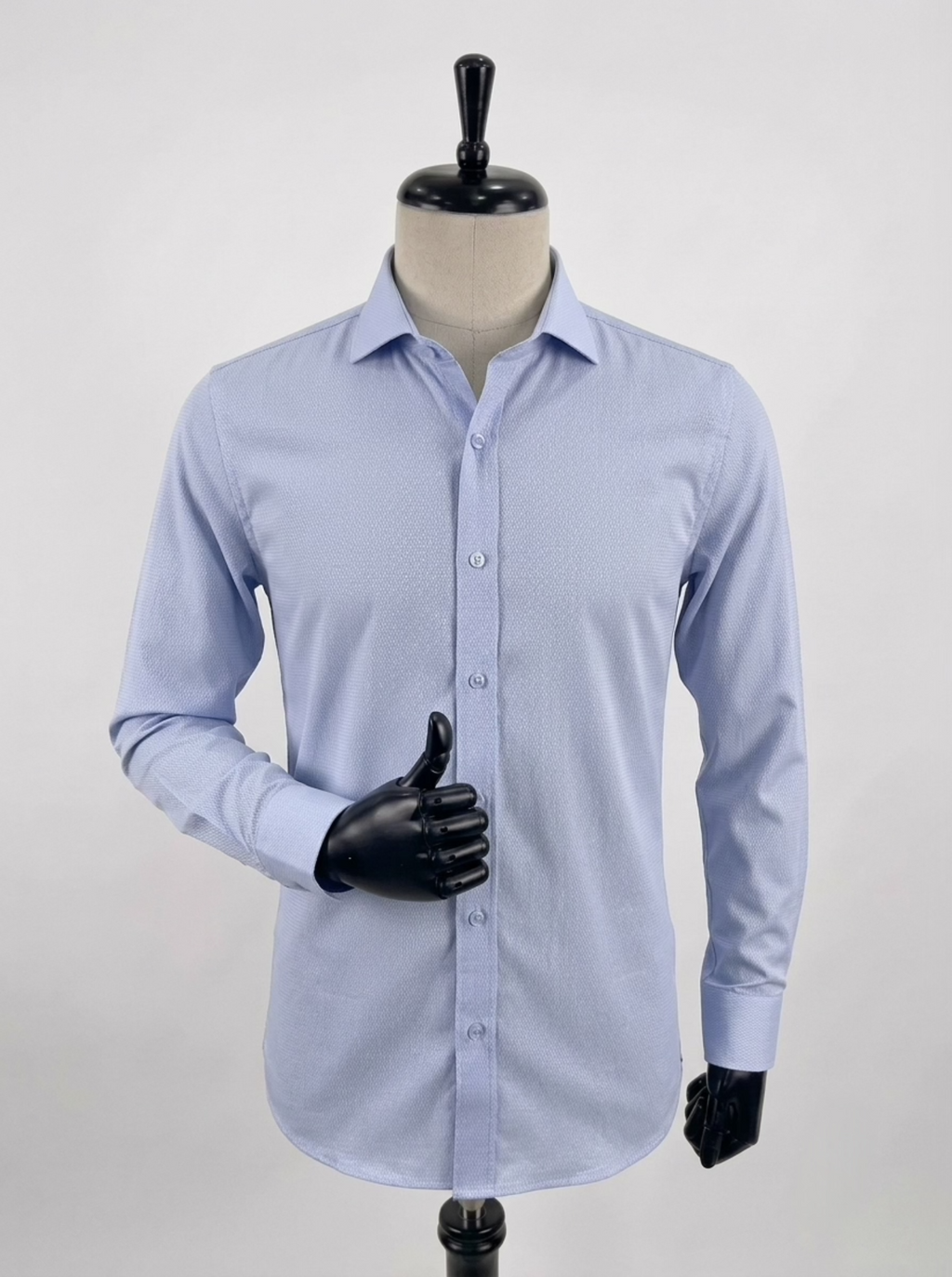 Men's Light Blue Plain Dotted Slim Fit Longsleeve Formal  Shirt Fireqasi