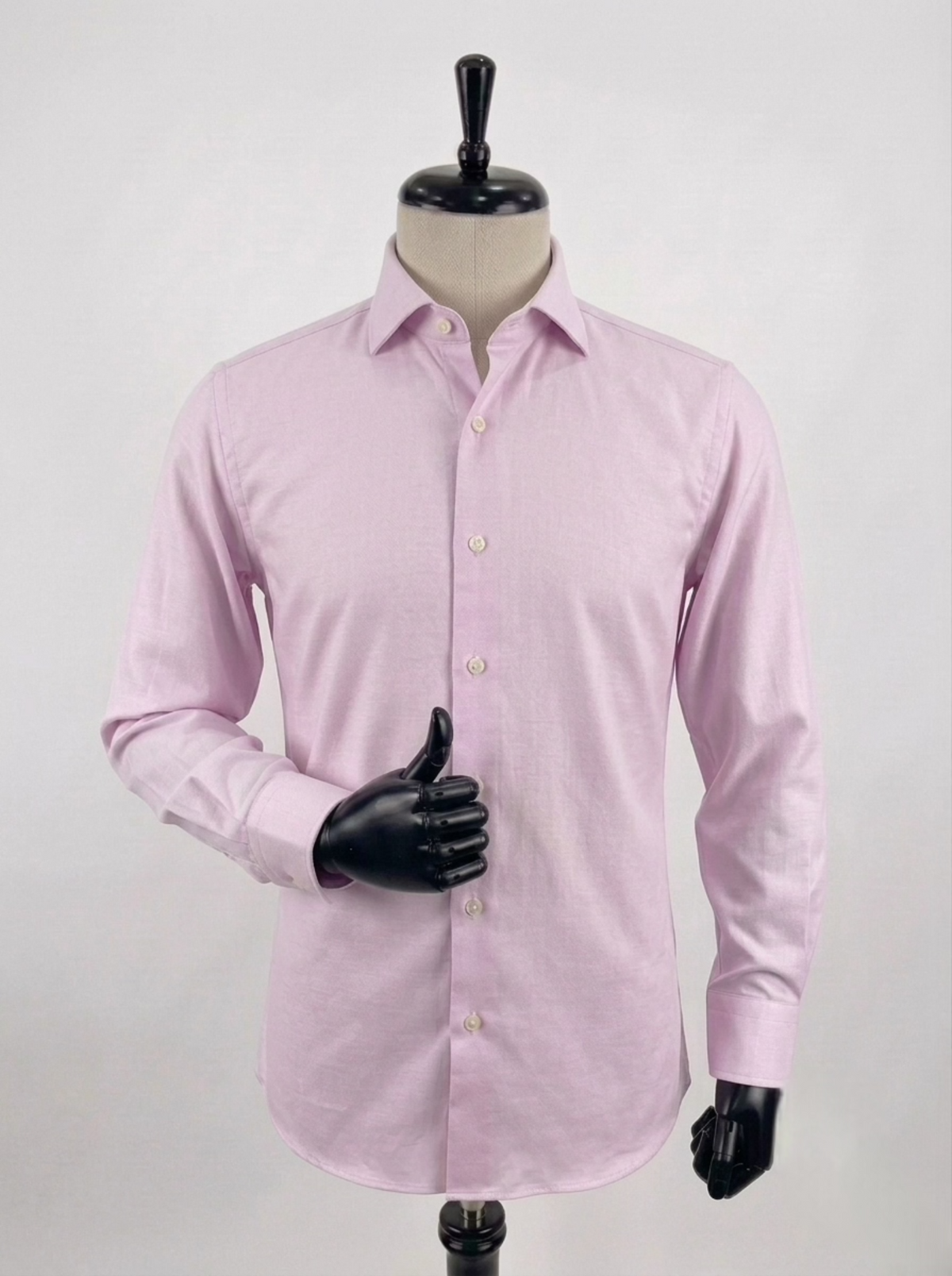 Men's Light Pink Plain Detailed Longsleeve Formal Shirt fireqasi