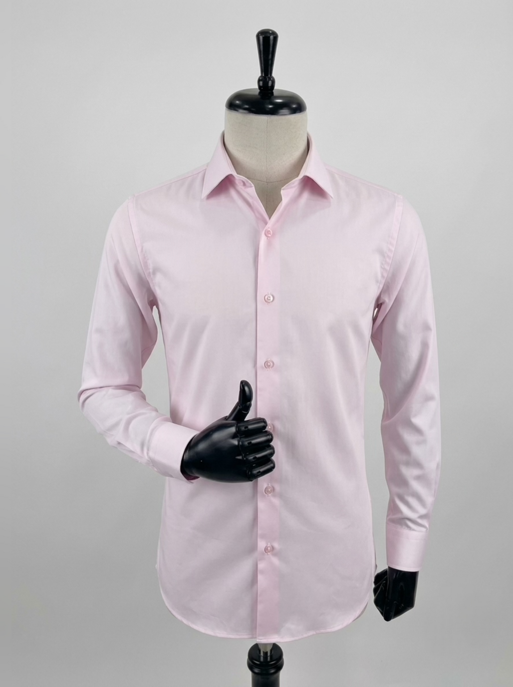 Men's  Light Pink Plain Satin Slim Fit Longsleeve Formal Shirt Fireqasi