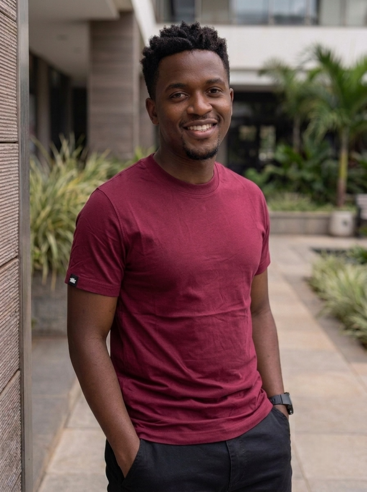 Men's Maroon Plain Heavy Fabric Round Neck  Shortsleeve Tshirt Fireqasi