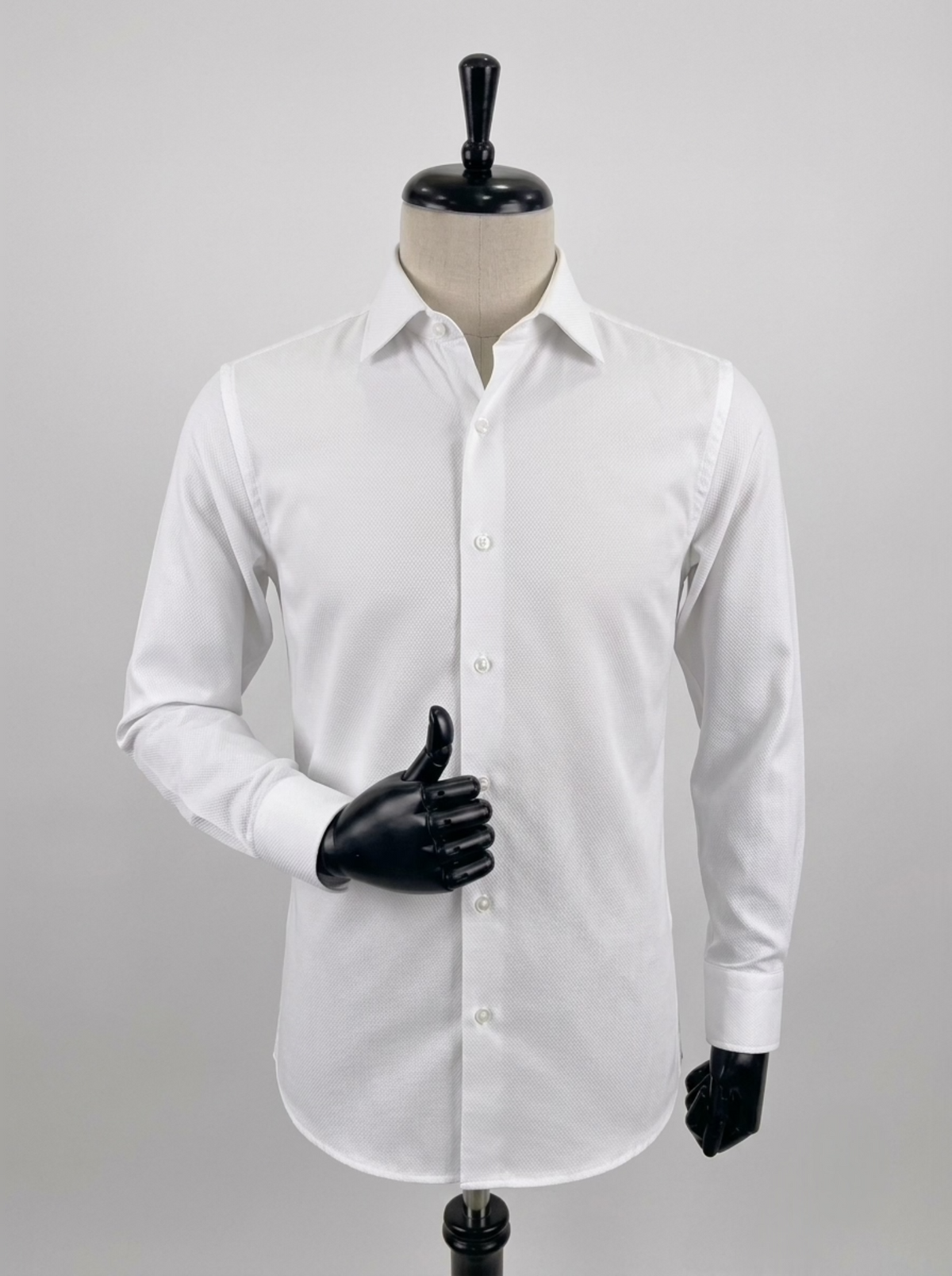 Men's White Plain Detailed Longsleeve Formal Shirt  Fireqasi