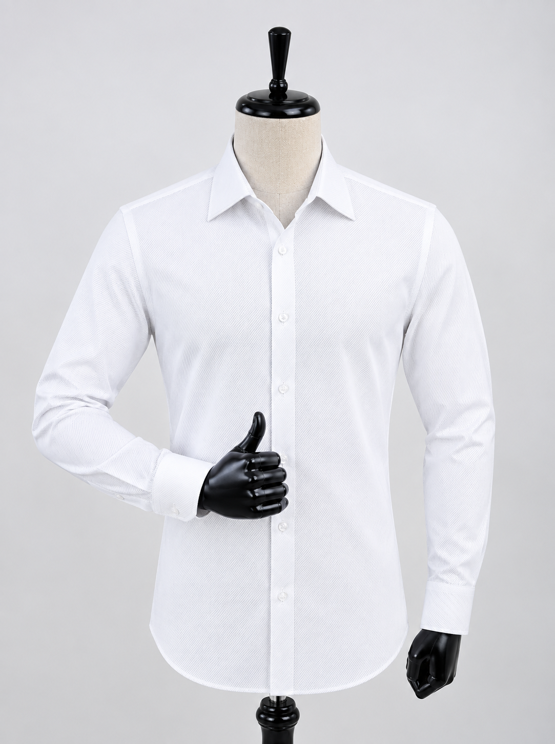 Men's White Plain Detailed Slim Fit Longsleeve Formal Shirt Fireqasi