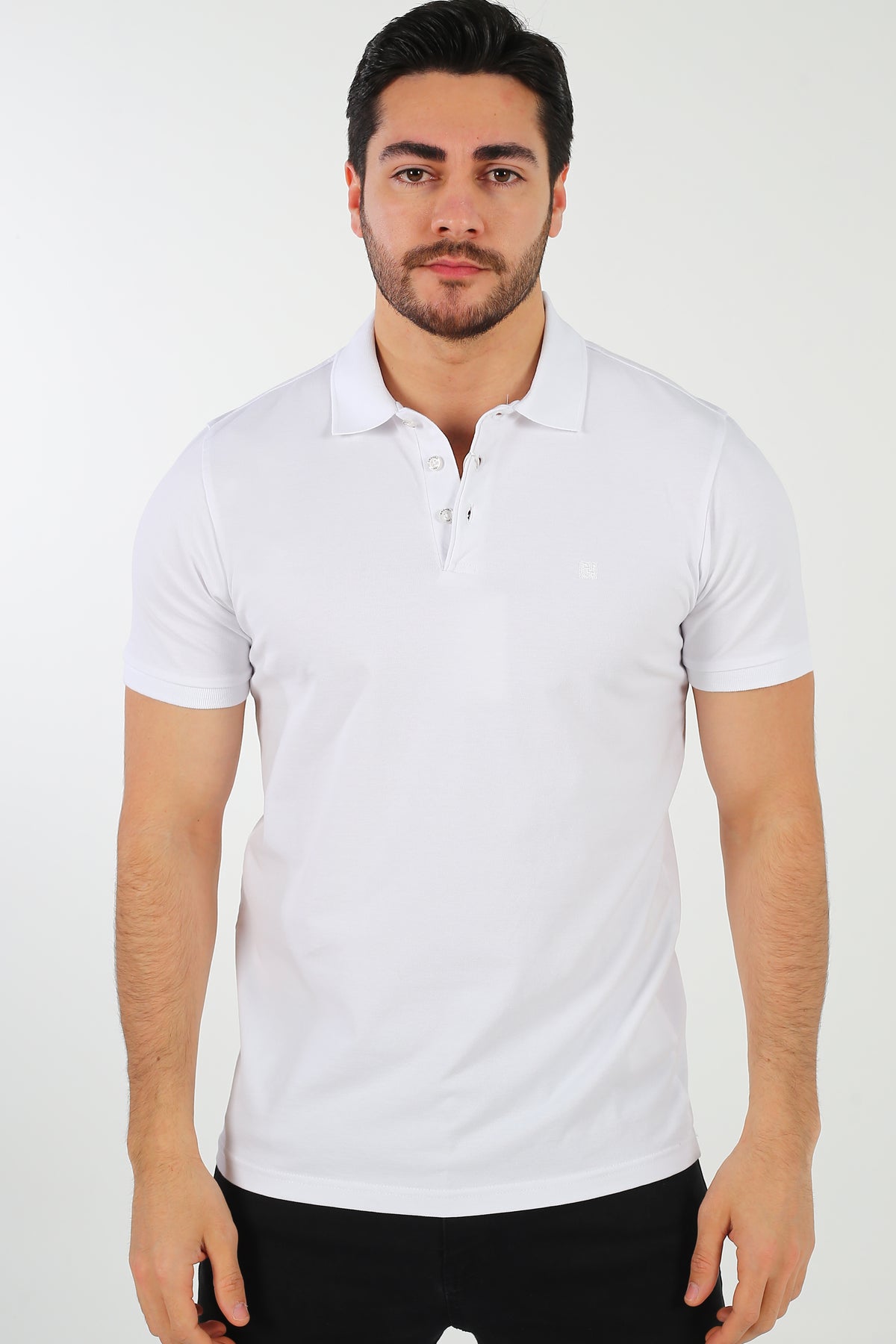 Men's White Plain Polo Tshirt Fireqasi
