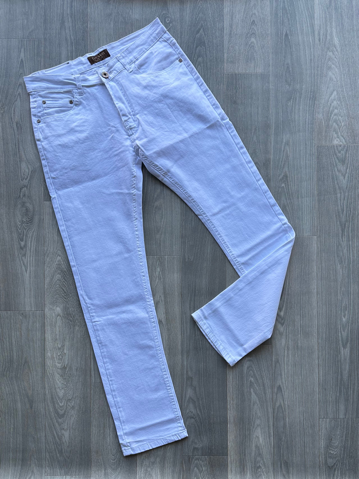 Men's White Plain Slim Fit Jeans fireqasi