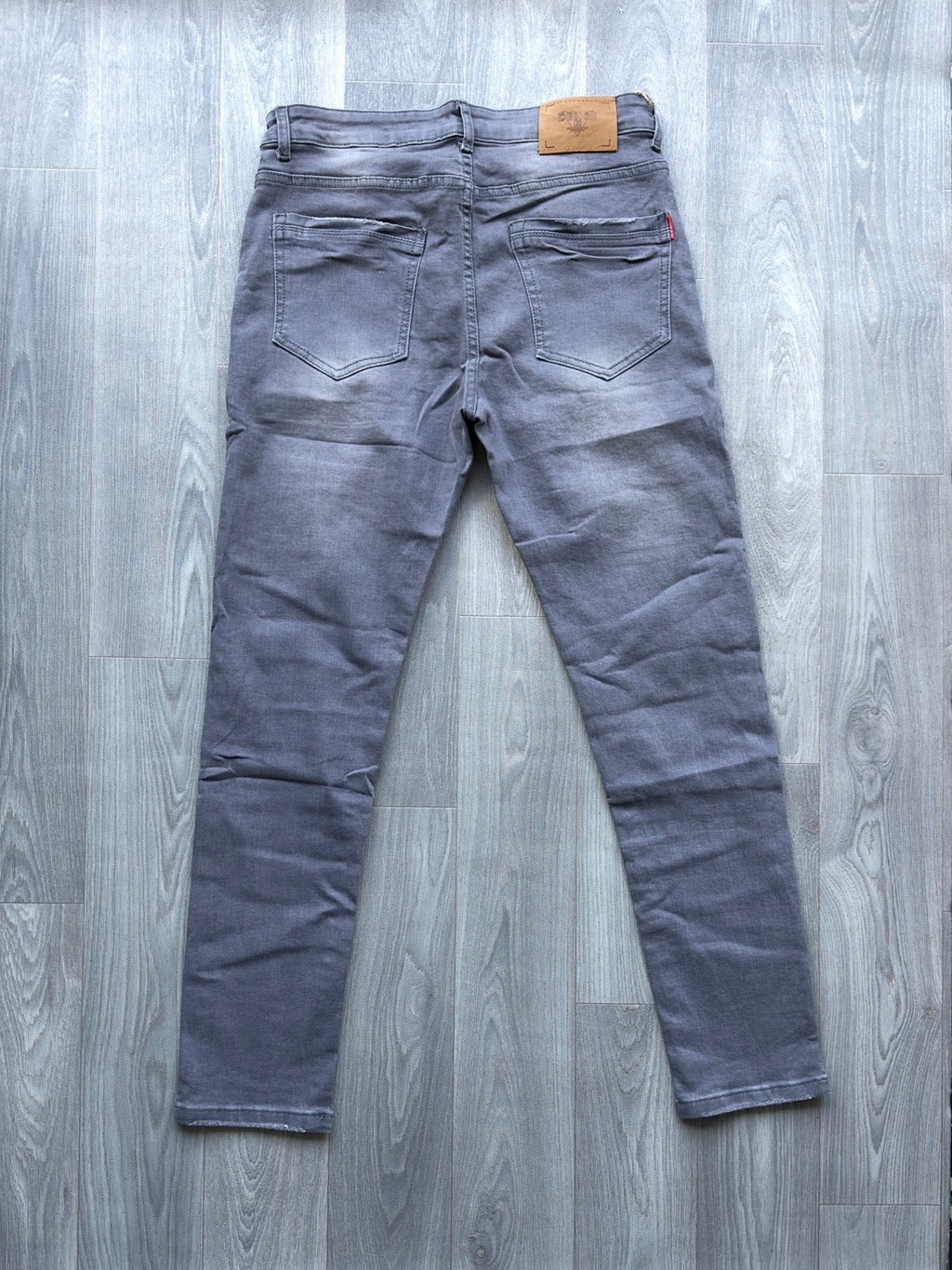 Men's  light Grey Faded Slim Fit Jeans  back view fireqasi 