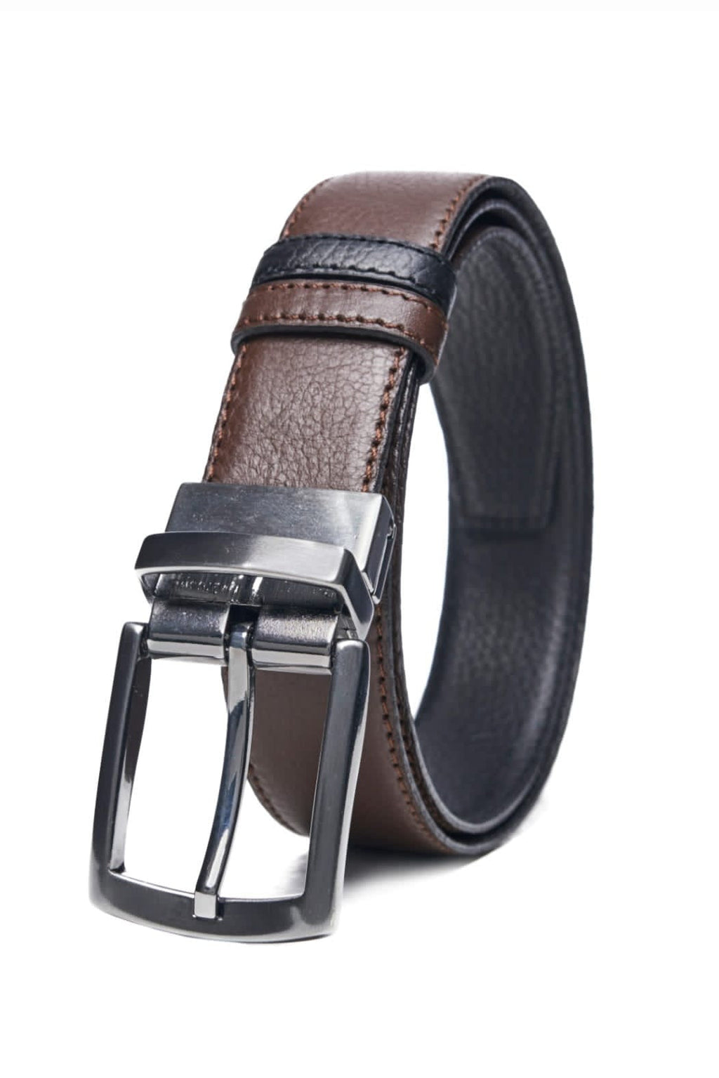 Brown and Black Reversible Men's Leather Belt