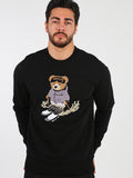 fireqasi mens black sweatshirt with a bear graphic 