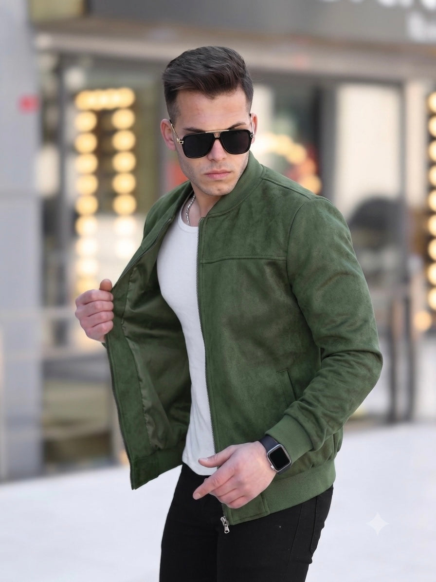 men's green suede bomber jacket from fireqasi