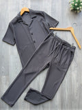 men's grey two piece cuban shirt and pants set from fireqasi