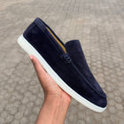 Navy Blue Men's Suede Leather Loafers