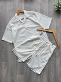 men's white cuban two piece polo and short set from fireqasi
