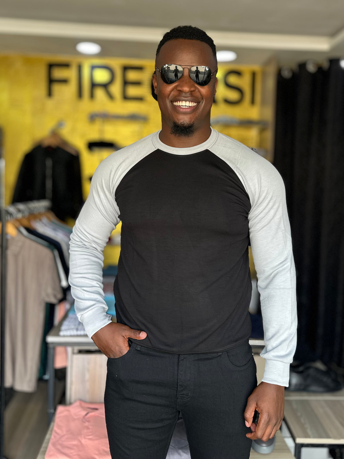 mens black and grey colour blocked sweatshirt from fireqasi 