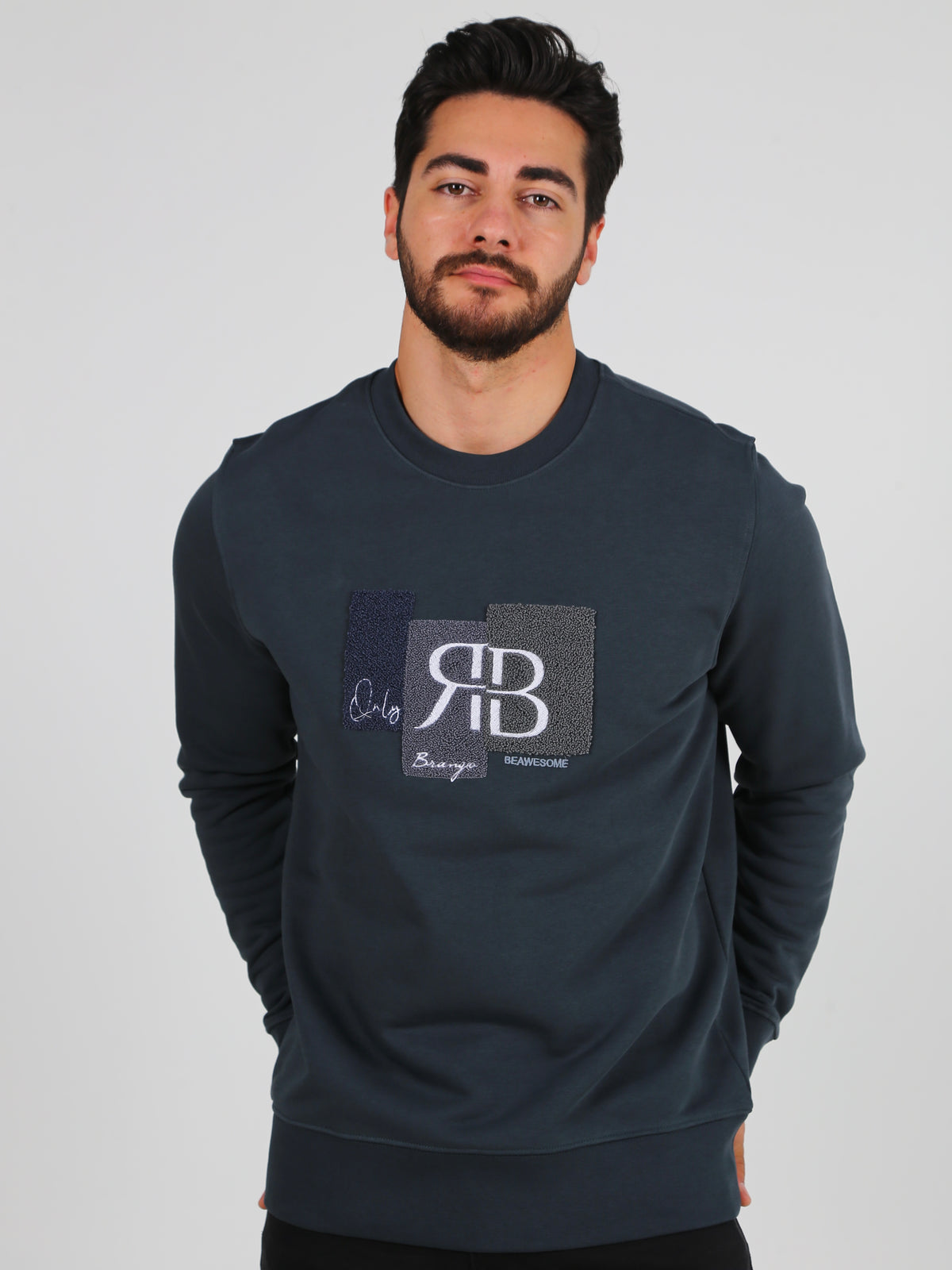 mens blue green sweatshirt with graphics fireqasi 