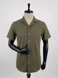 Jungle Green Plain Detailed Cuban Men's Shortsleeve Shirt