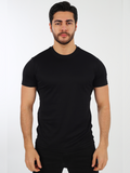 Black Plain Round Neck Men's Shortsleeve Tshirt