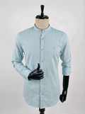 Light Green Chinese Collar Men's Slim Fit Longsleeve Casual Shirt