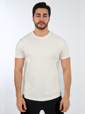 Off White Plain Round Neck Men's Shortsleeve Tshirt