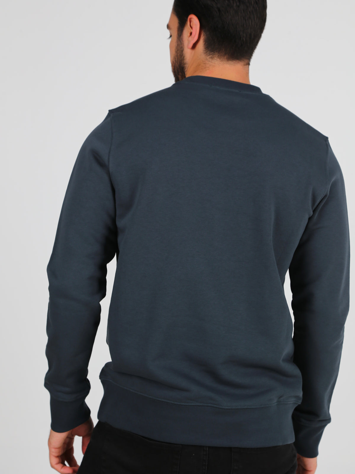 plain back of mens blue green sweatshirt with front  graphics fireqasi 
