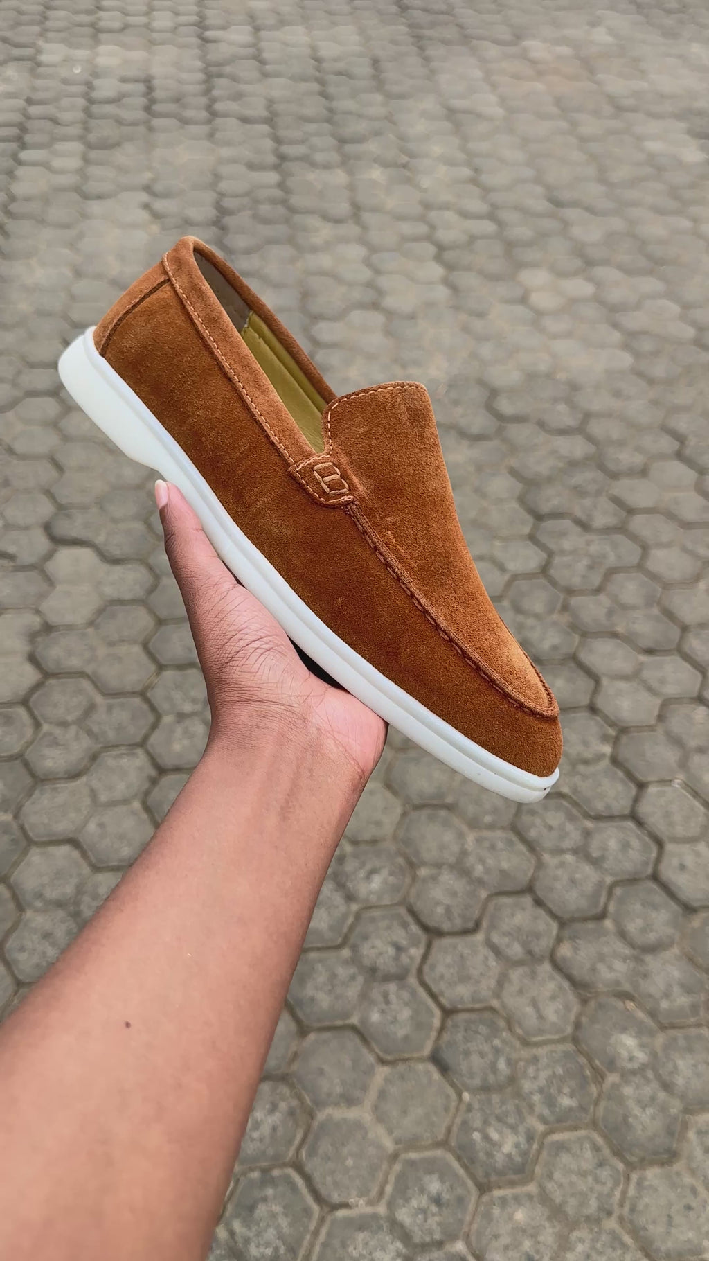 Burnt Orange Brown Men's Suede Leather Loafers