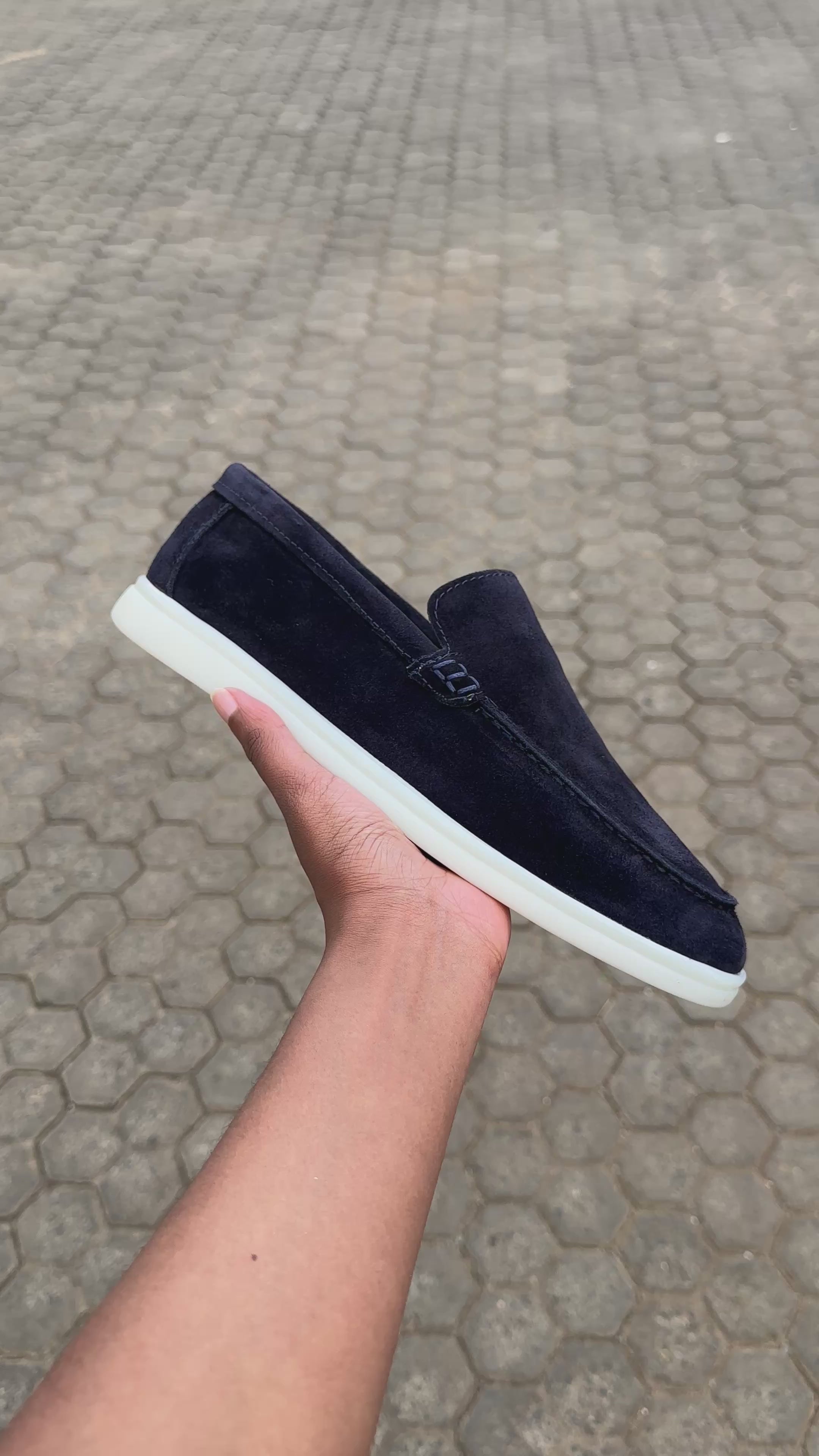 Navy Blue Men's Suede Leather Loafers
