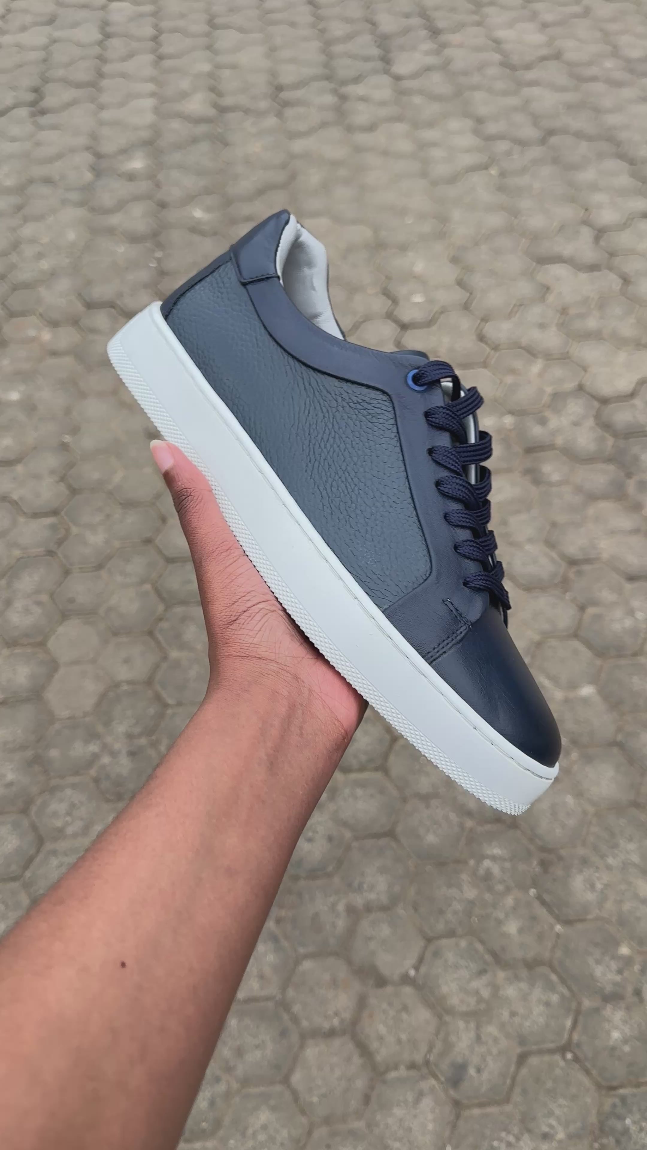 Blue Men's Leather Sneakers